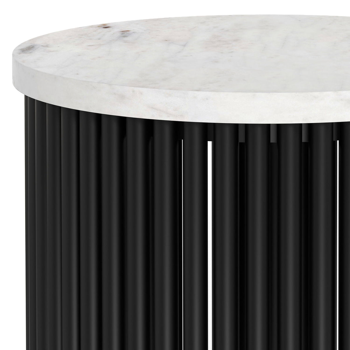 Demy - Metal Accent Table - White Marble / Black