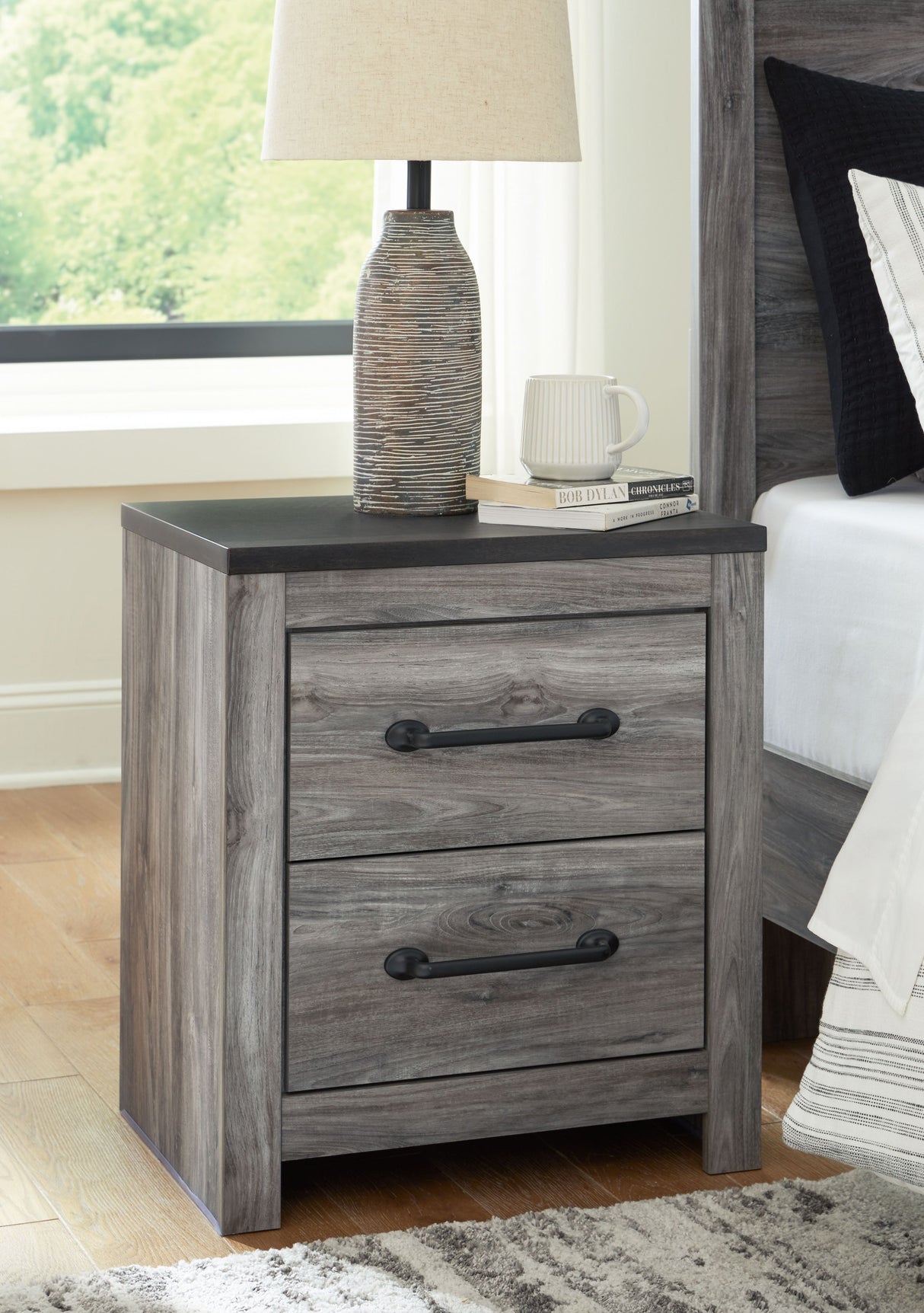Bronyan - Dark Gray - Two Drawer Night Stand by Signature Design by Ashley® | Bel Furniture