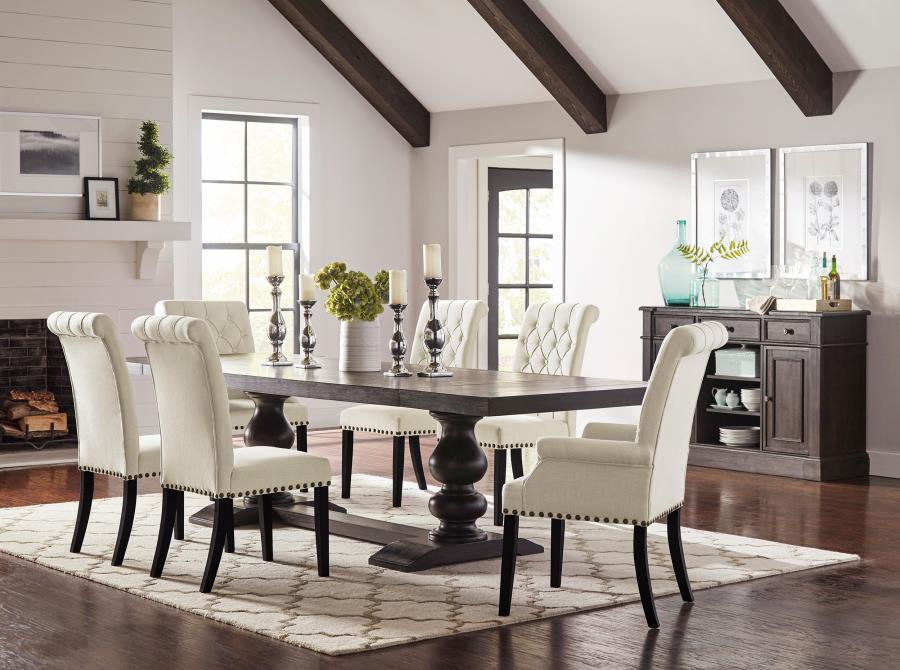 Phelps - Extension Leaf Dining Table Distressed Noir - Distressed Nior by CoasterEssence | Bel Furniture