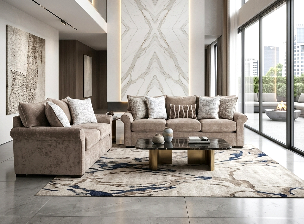 Nadia Mushroom 2-Piece Sofa & Loveseat Set