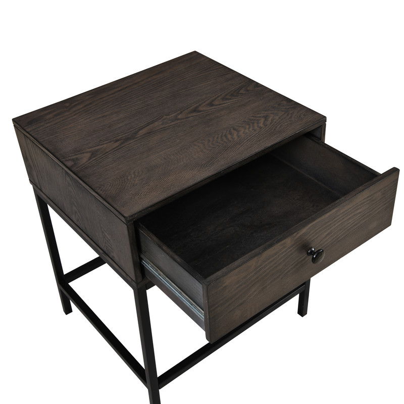 Ava - MDF End Table With Charging Ports And Metal Base - Espresso by Lilola Home | Bel Furniture