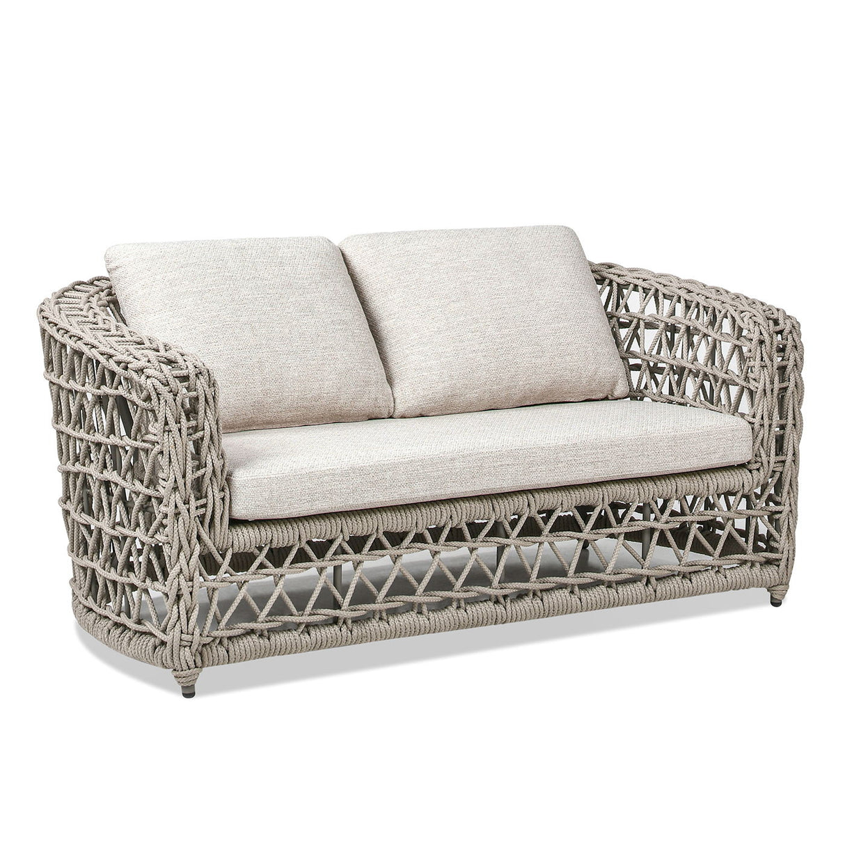 Everly - Frame Barrel Deep Seating Patio Loveseat Sofa Axroma Olefin - Oat Beige by Jennifer Taylor Home | Bel Furniture