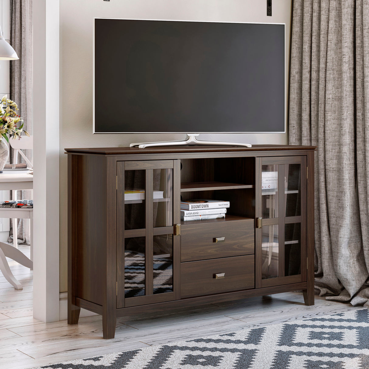 Artisan - Handcrafted Tall TV Media Stand by Simpli-Home | Bel Furniture