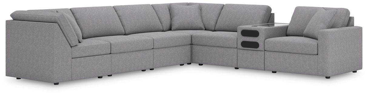 Modmax - Granite - Sectional Gray 7 Pc. Sectional With Audio Console by Signature Design by Ashley® | Bel Furniture