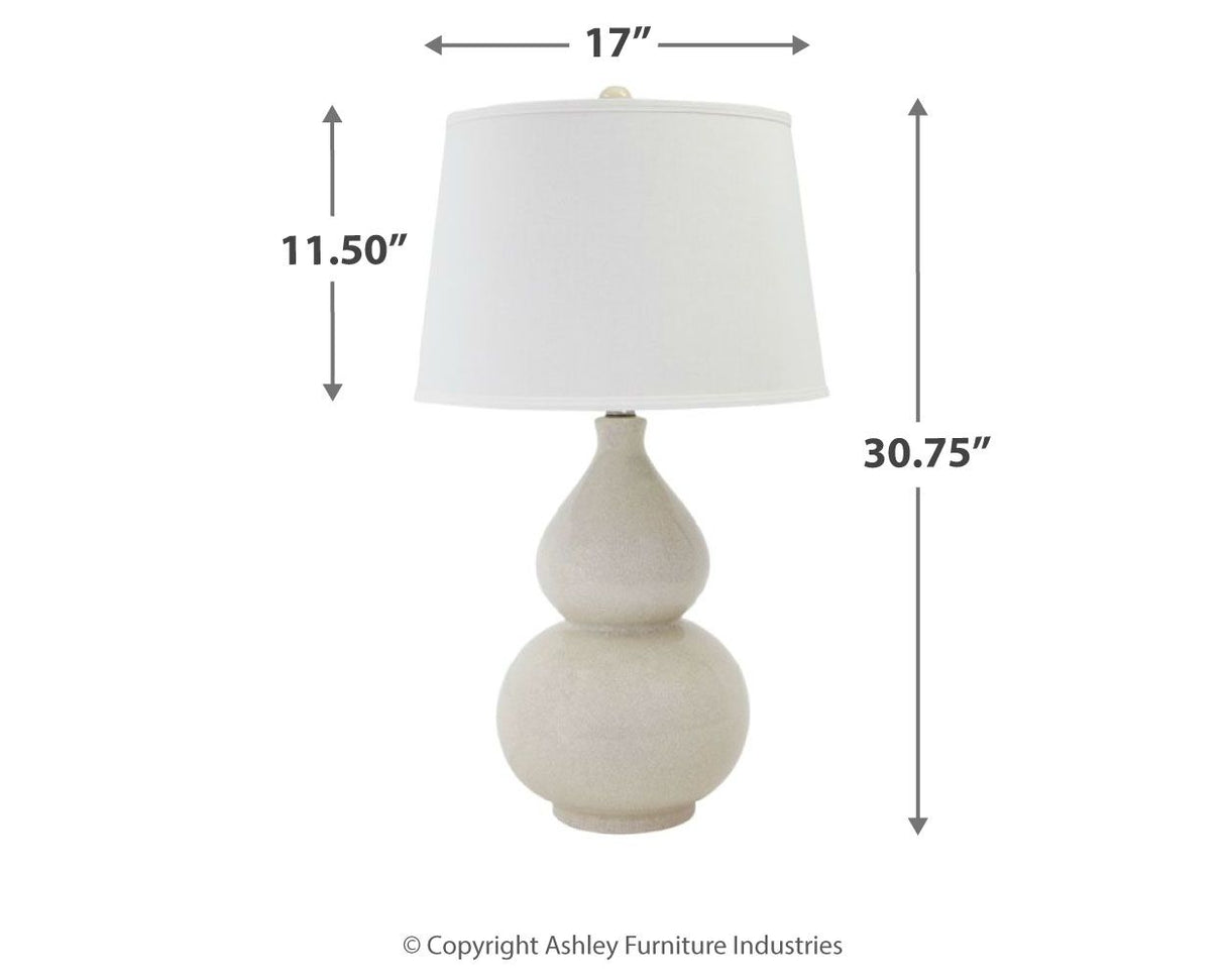 Saffi - Cream - Ceramic Table Lamp by Signature Design by Ashley® | Bel Furniture