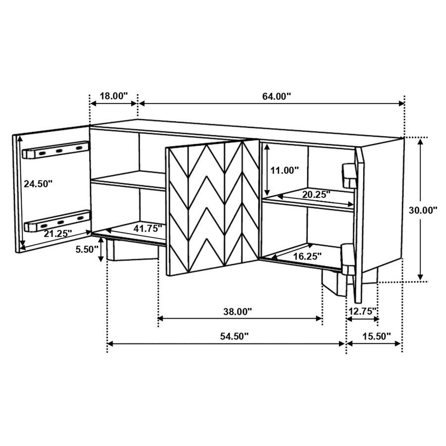 Tyler - 3 Door Solid Wood Sideboard Buffet Cabinet - Mango Brown by Coaster Fine Furniture | Bel Furniture