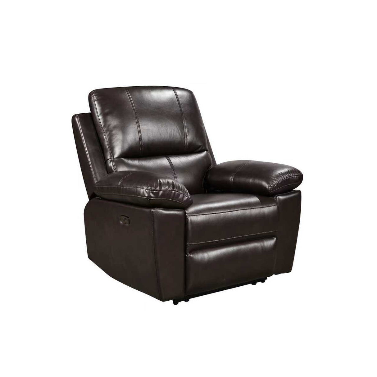 Dark Brown Power Recliner with Padded Arms
