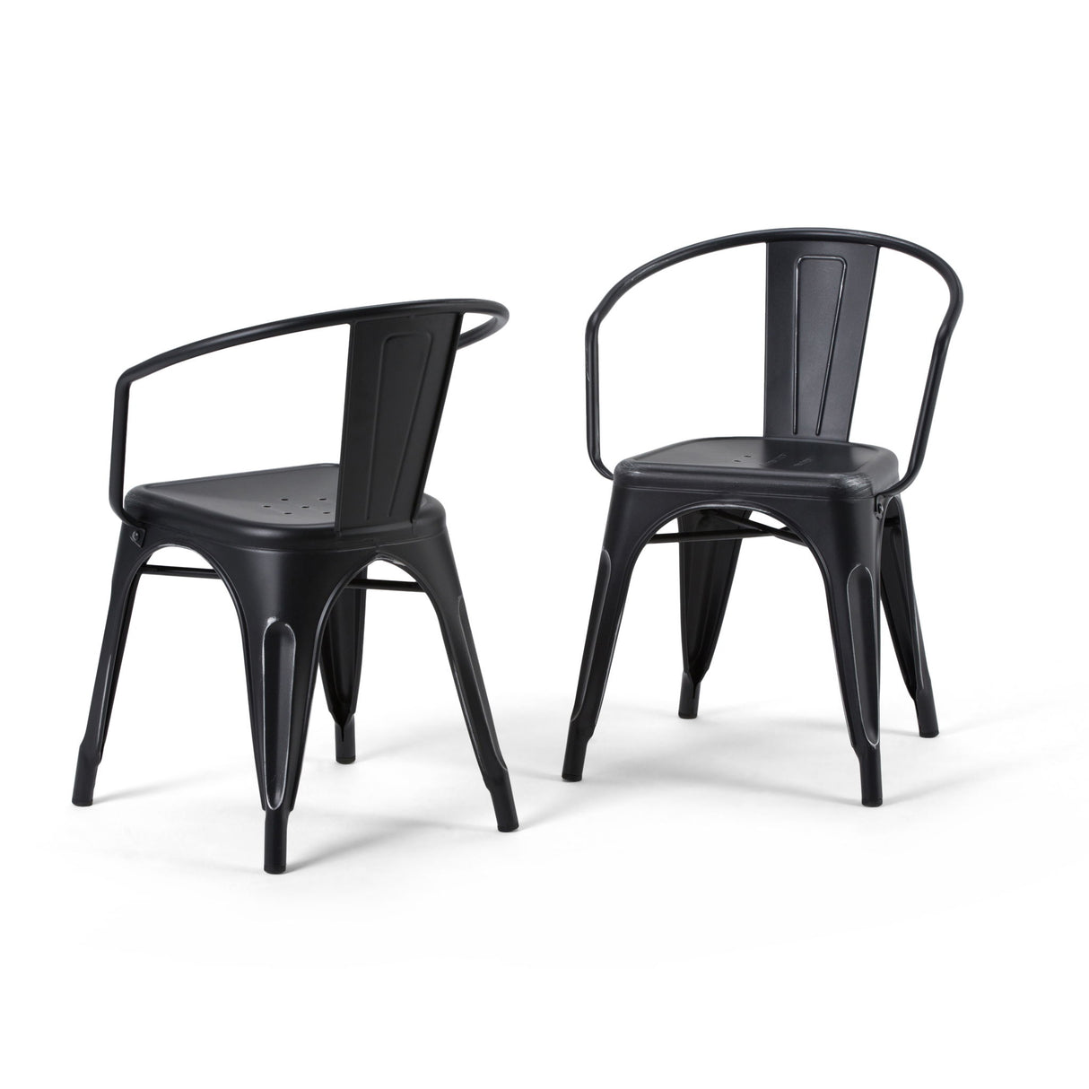 Larkin - Metal Dining Arm Chair (Set of 2) - Distressed Black / Silver by Simpli-Home | Bel Furniture