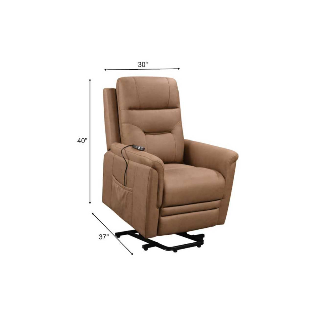 Camel Brown Contemporary Power Lift Recliner Chair with Remote
