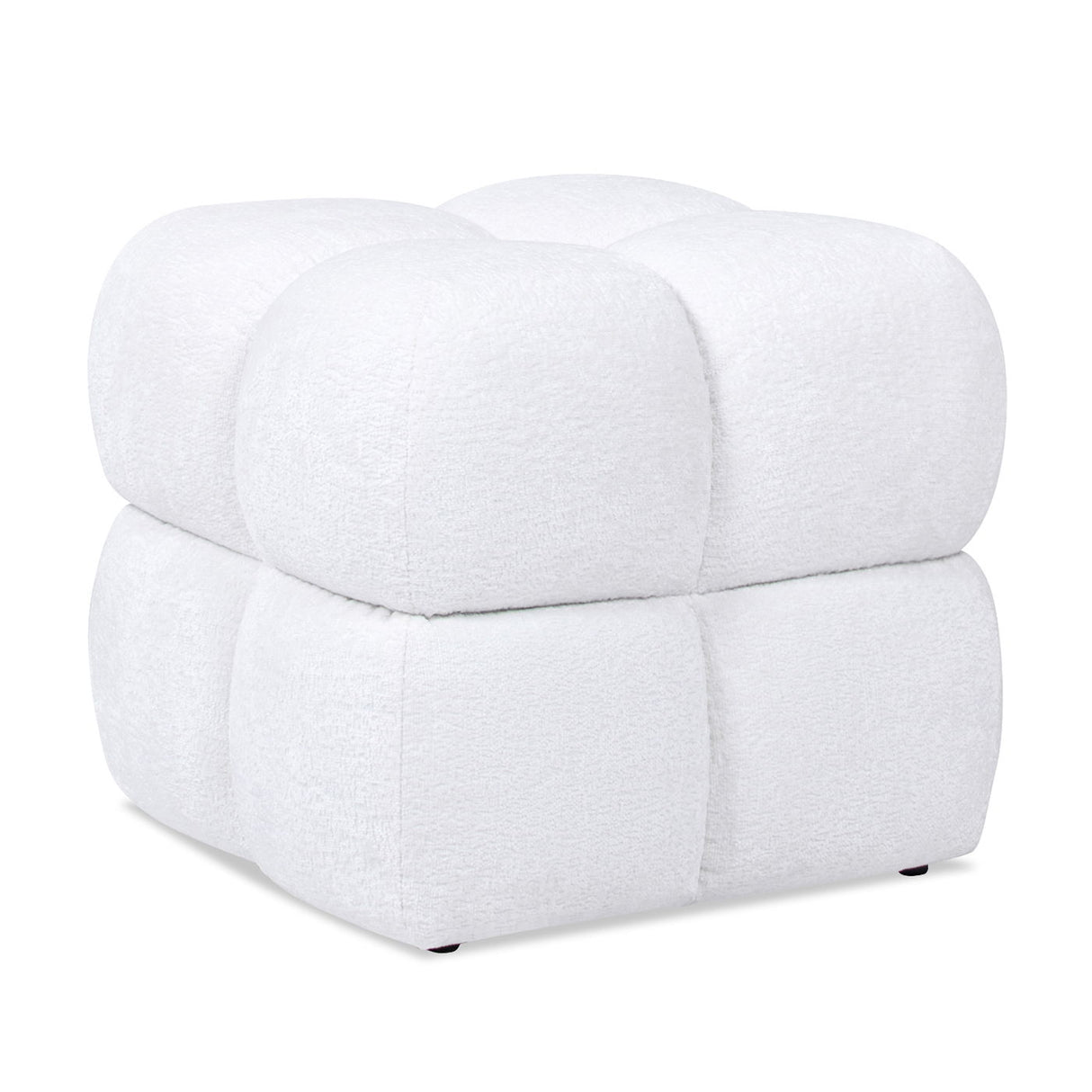 Pixel - Oversized Square Tufted Pouf Ottoman - Almond White by Jennifer Taylor Home | Bel Furniture