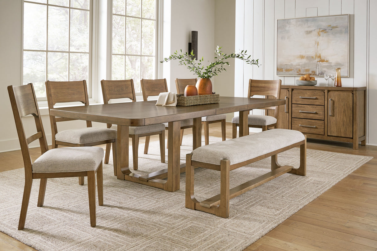 Cabalynn - Dining Room Set Light Brown 9 Pc. Table, 6 Chairs, Bench, Server by Signature Design by Ashley® | Bel Furniture