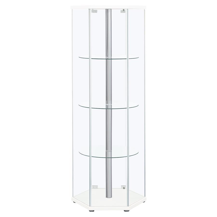 Zahavah - 4-Shelf Hexagonal Clear Glass Curio Cabinet by CoasterEveryday | Bel Furniture