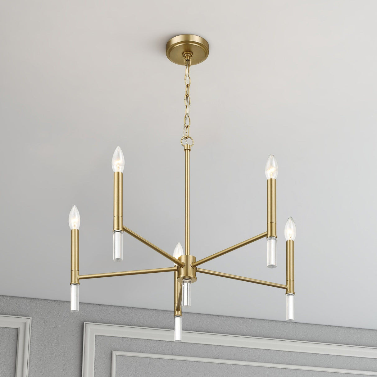 Courtyard - 5 Light Candle Chandelier - Clear / Gold
