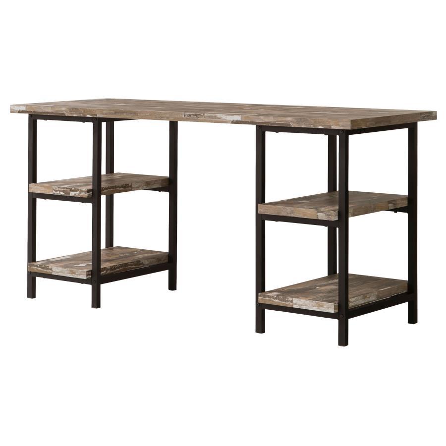 Kemper - 4-Shelf Writing Desk - Weathered Brown by CoasterEveryday | Bel Furniture