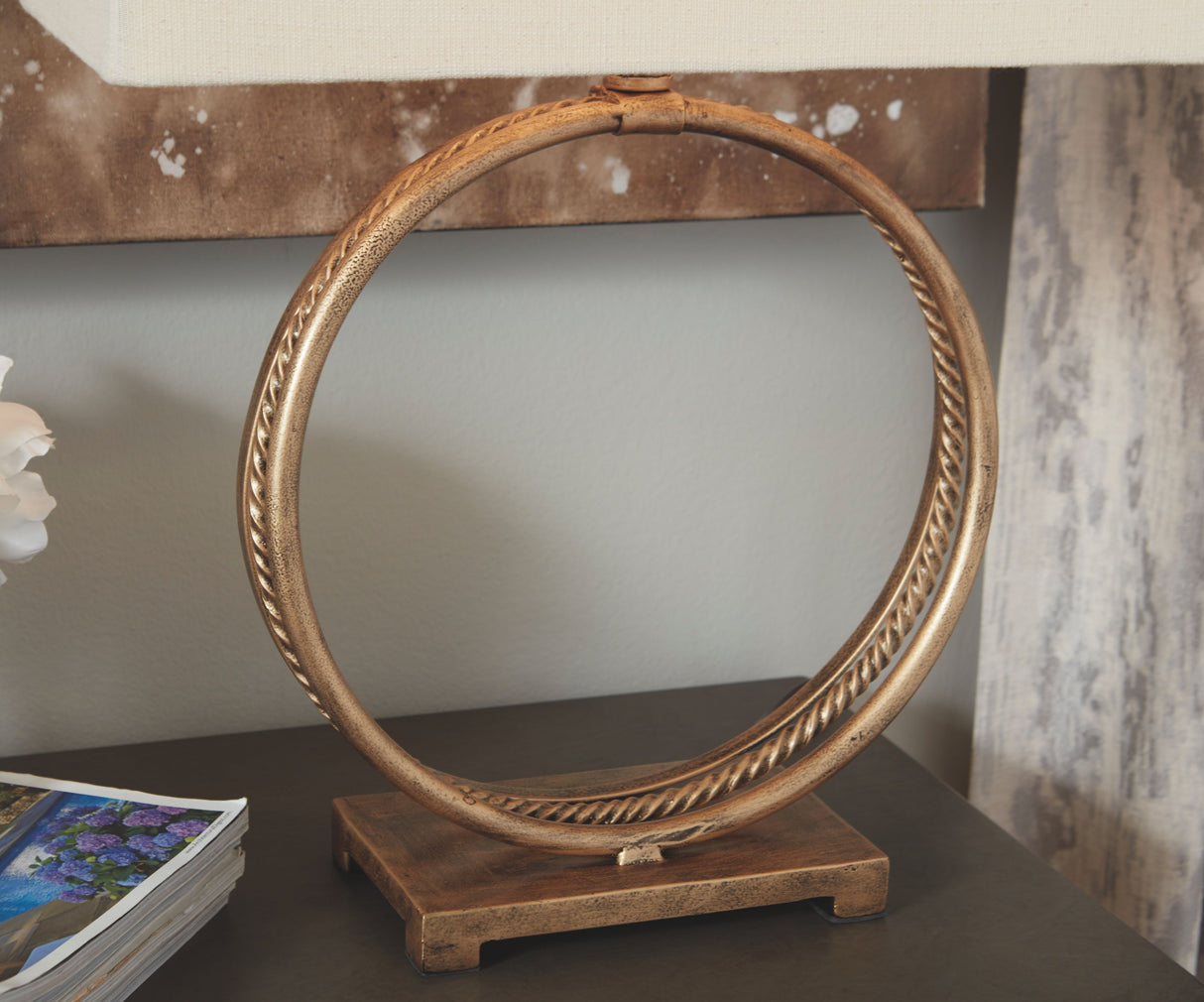 Mahala - Antique Gold Finish - Metal Table Lamp by Signature Design by Ashley® | Bel Furniture