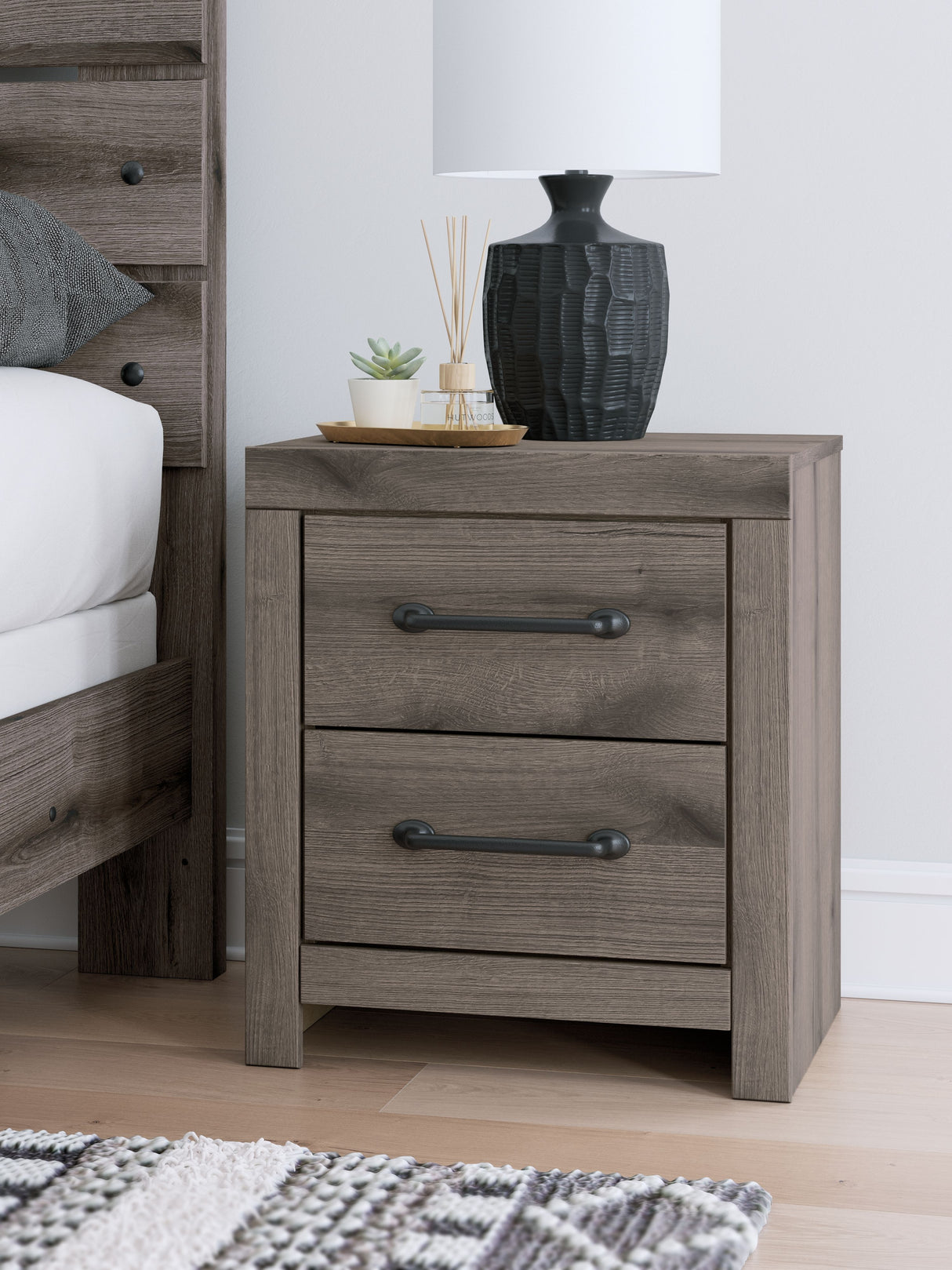 Graystorm - Brown Gray - Two Drawer Night Stand by Signature Design by Ashley® | Bel Furniture