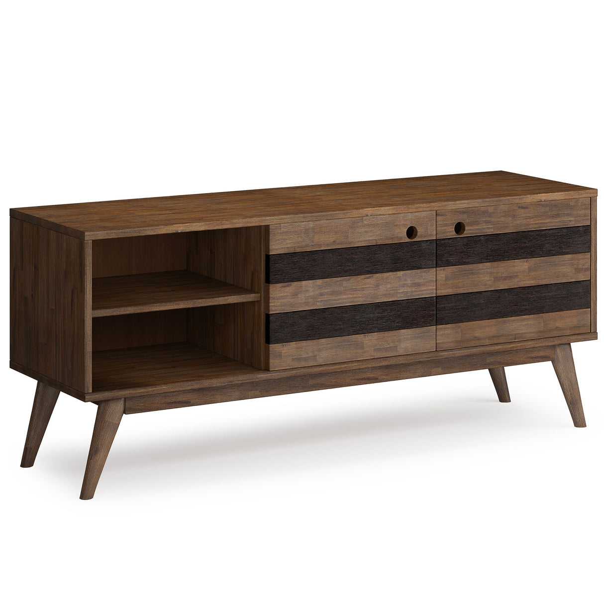 Clarkson - Low TV Stand - Rustic Natural Aged Brown by Simpli-Home | Bel Furniture
