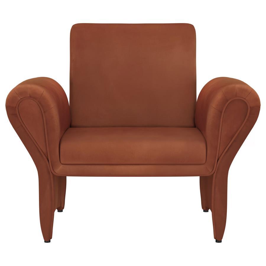 Liana - Upholstered Roll Arm Accent Armchair - Rust by Coaster Fine Furniture | Bel Furniture