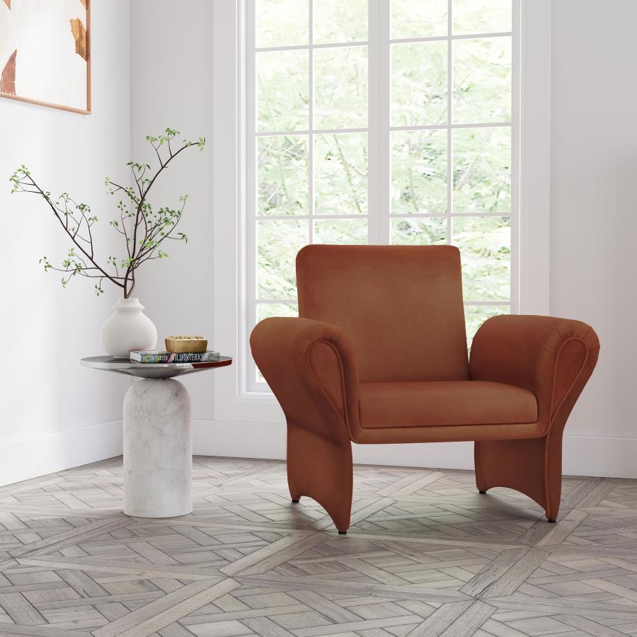 Liana - Upholstered Roll Arm Accent Armchair - Rust by Coaster Fine Furniture | Bel Furniture