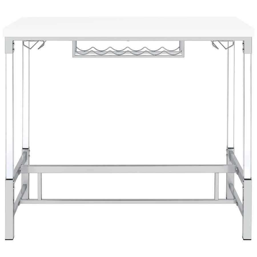 Norcrest - Acrylic Leg Bar Table - White High Gloss by Coaster Fine Furniture | Bel Furniture