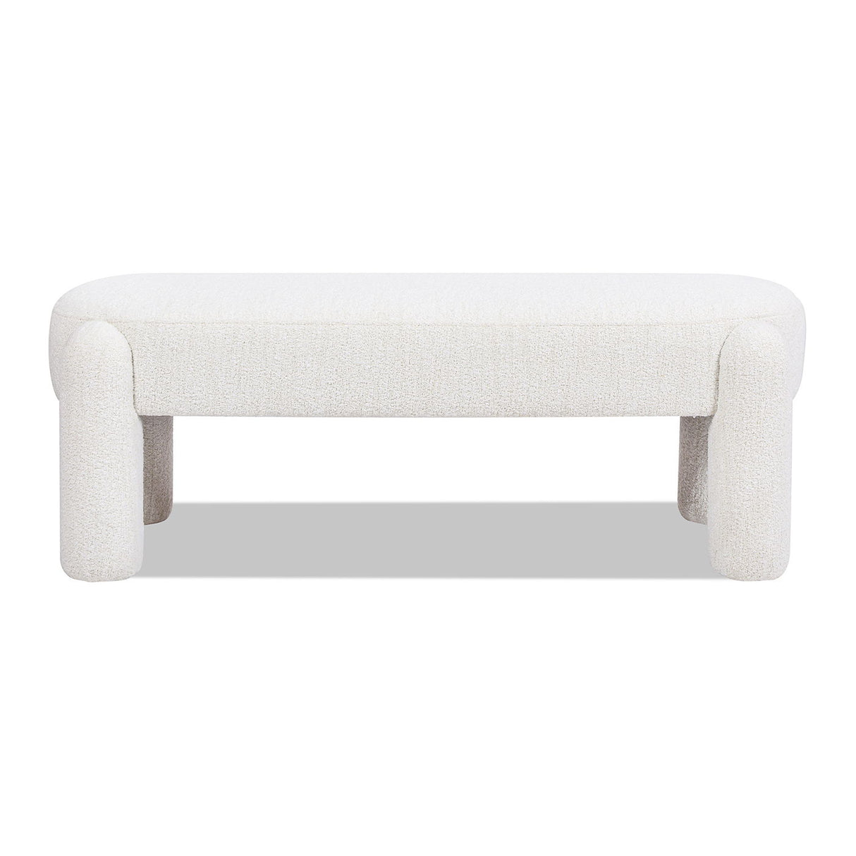 Hugo - Oval Fully Upholstered Bench - Milk Cream White by Jennifer Taylor Home | Bel Furniture