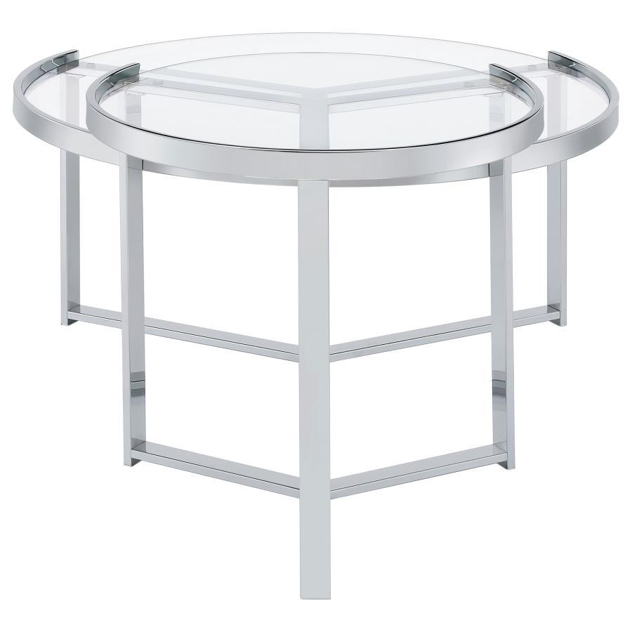 Delia - 2 Piece Round Glass Top Nesting Coffee Table by Coaster Fine Furniture | Bel Furniture