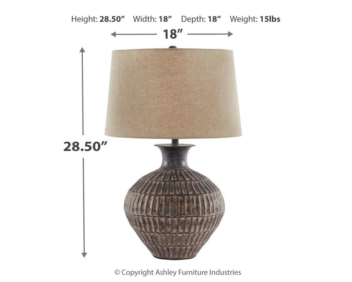 Magan - Antique Bronze Finish - Metal Table Lamp by Signature Design by Ashley® | Bel Furniture