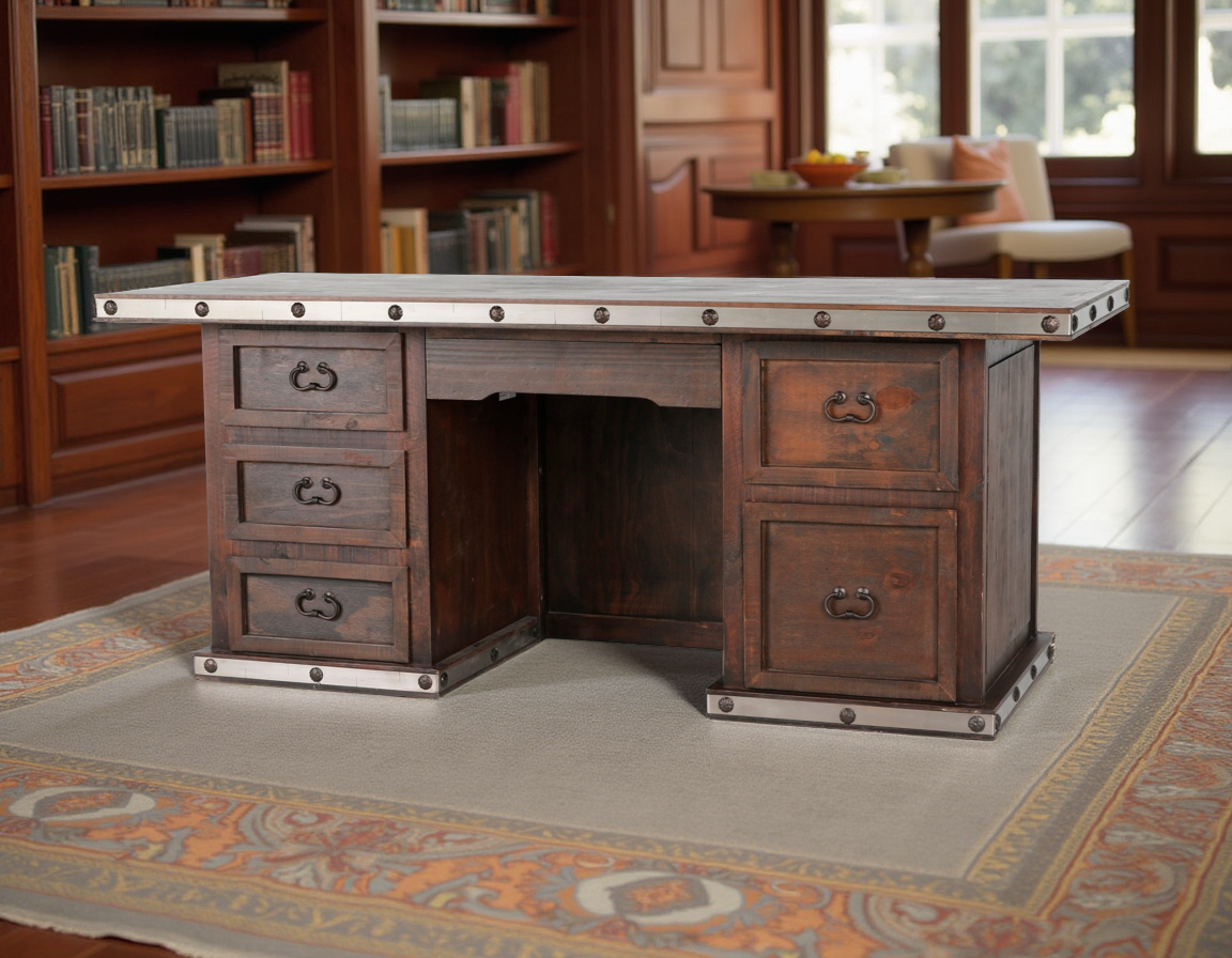 HACIENDA RUSTIC NAIL HEAD DESK by Mollai Collections | Bel Furniture