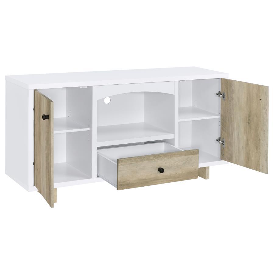 Dalton - 2 Door Storage Credenza - White And Distressed Pine by CoasterEveryday | Bel Furniture