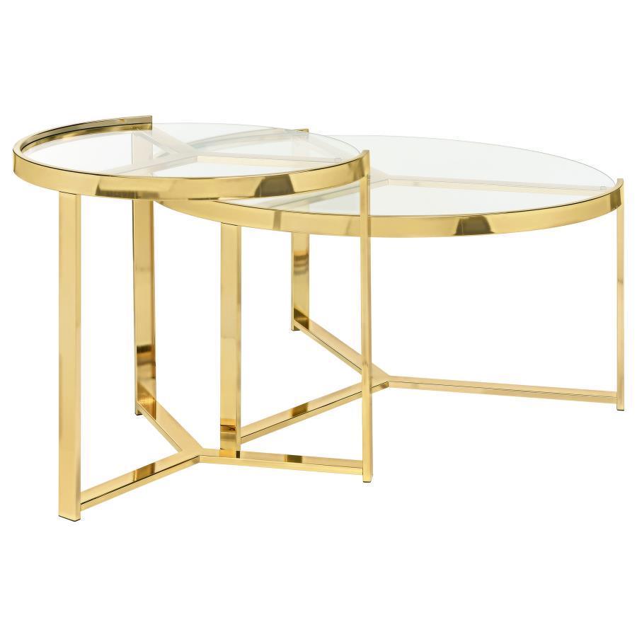 Delia - 2 Piece Round Glass Top Nesting Coffee Table by Coaster Fine Furniture | Bel Furniture