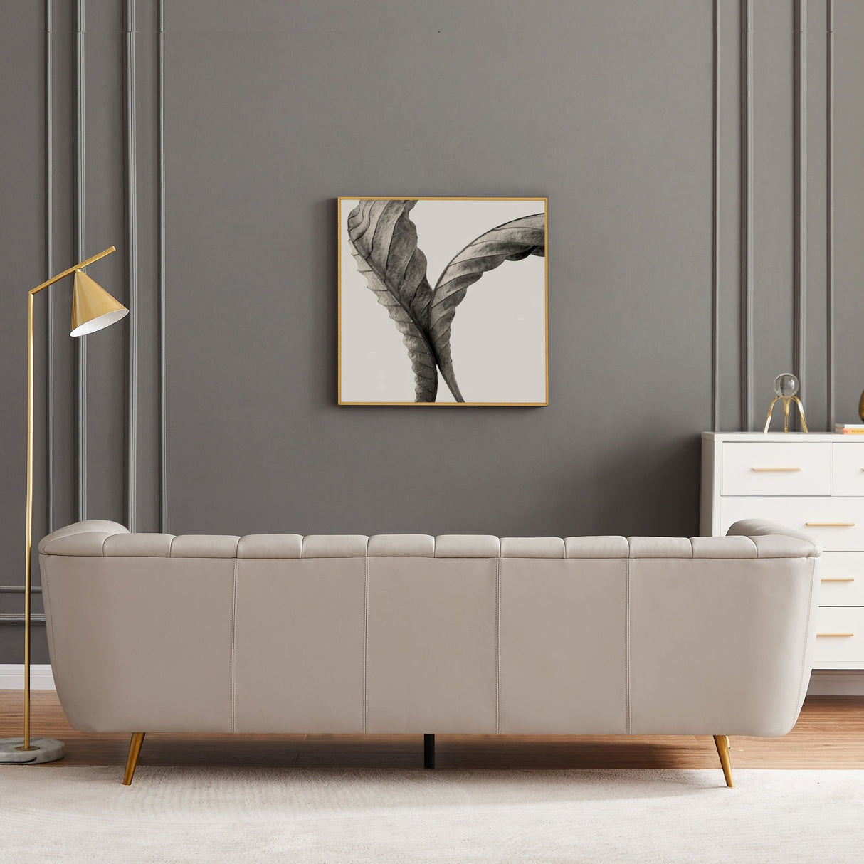 Lamattina - Genuine Italian Leather Channel Tufted Sofa