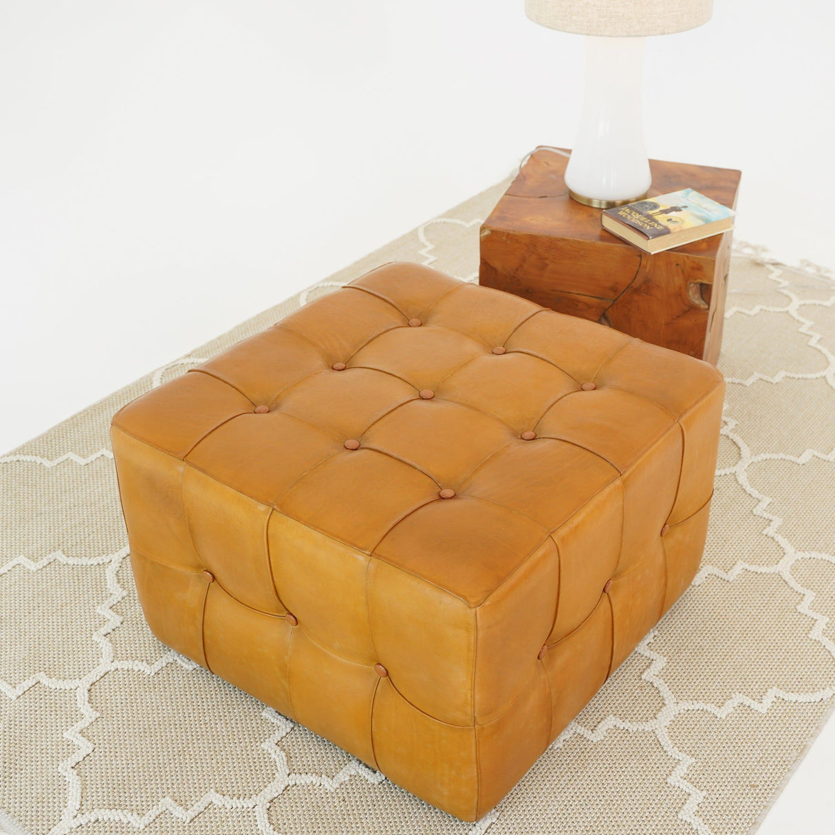 Benjiro - Square Ottoman - Tan by Ashcroft Furniture | Bel Furniture