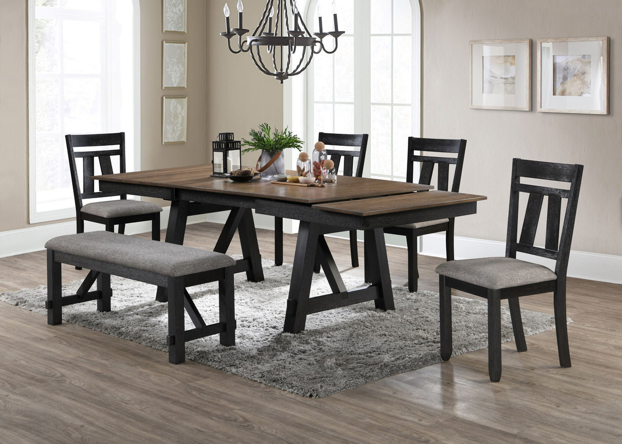 Maribelle - Dining Room Set Dark Brown 6 Pc. Table, 4 Chairs, Bench by Crown Mark | Bel Furniture