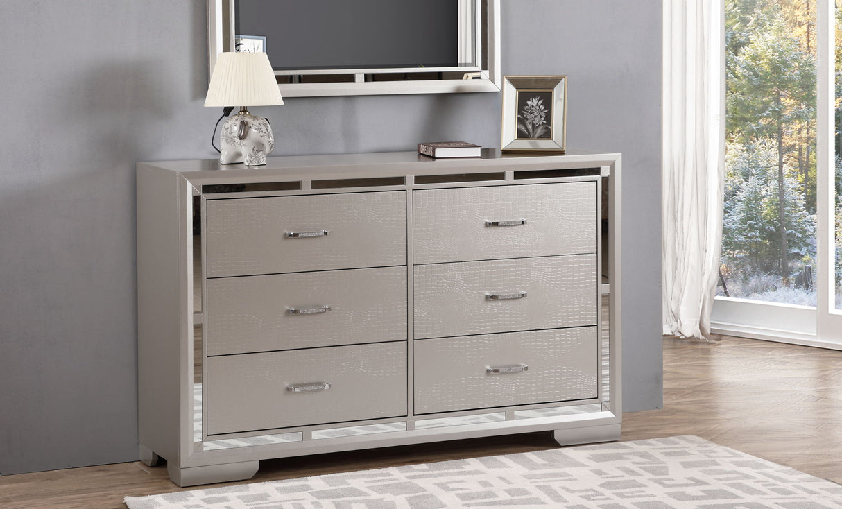 Alana - Dresser - Silver Champagne by Glory Furniture | Bel Furniture