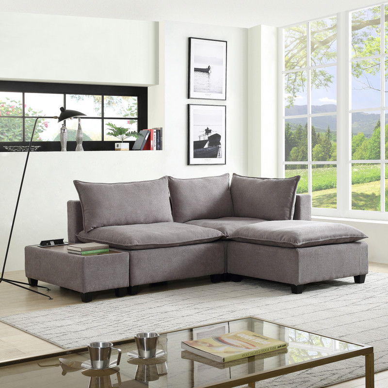 Madison - Fabric Reversible Sectional Sofa Ottoman by Lilola Home | Bel Furniture