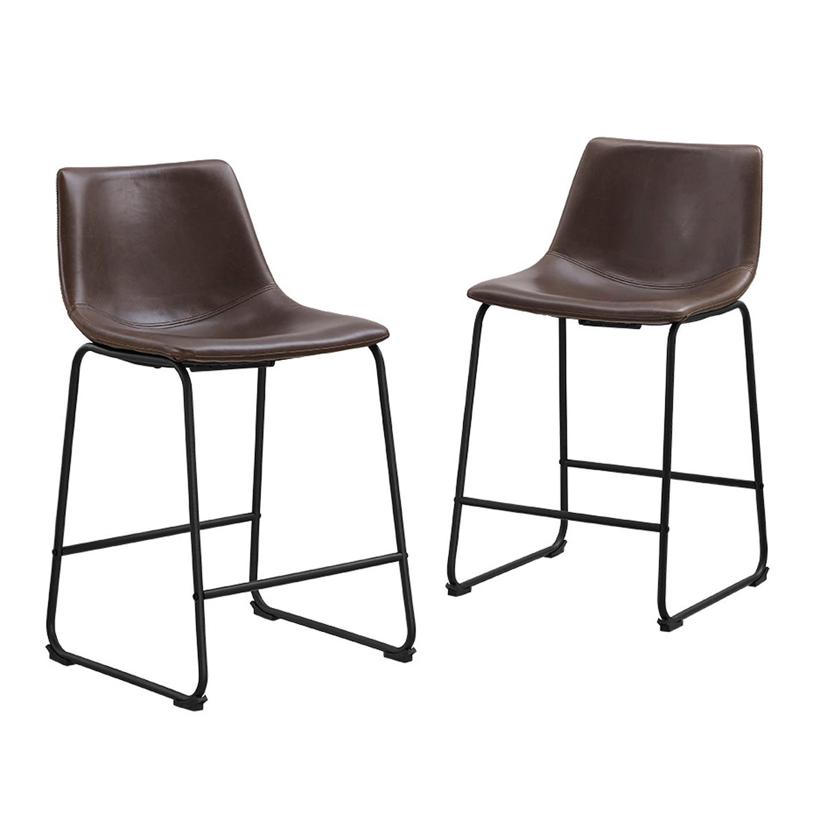 Industrial Counter Stools (Set of 2) Dark Brown by Walker Edison | Bel Furniture