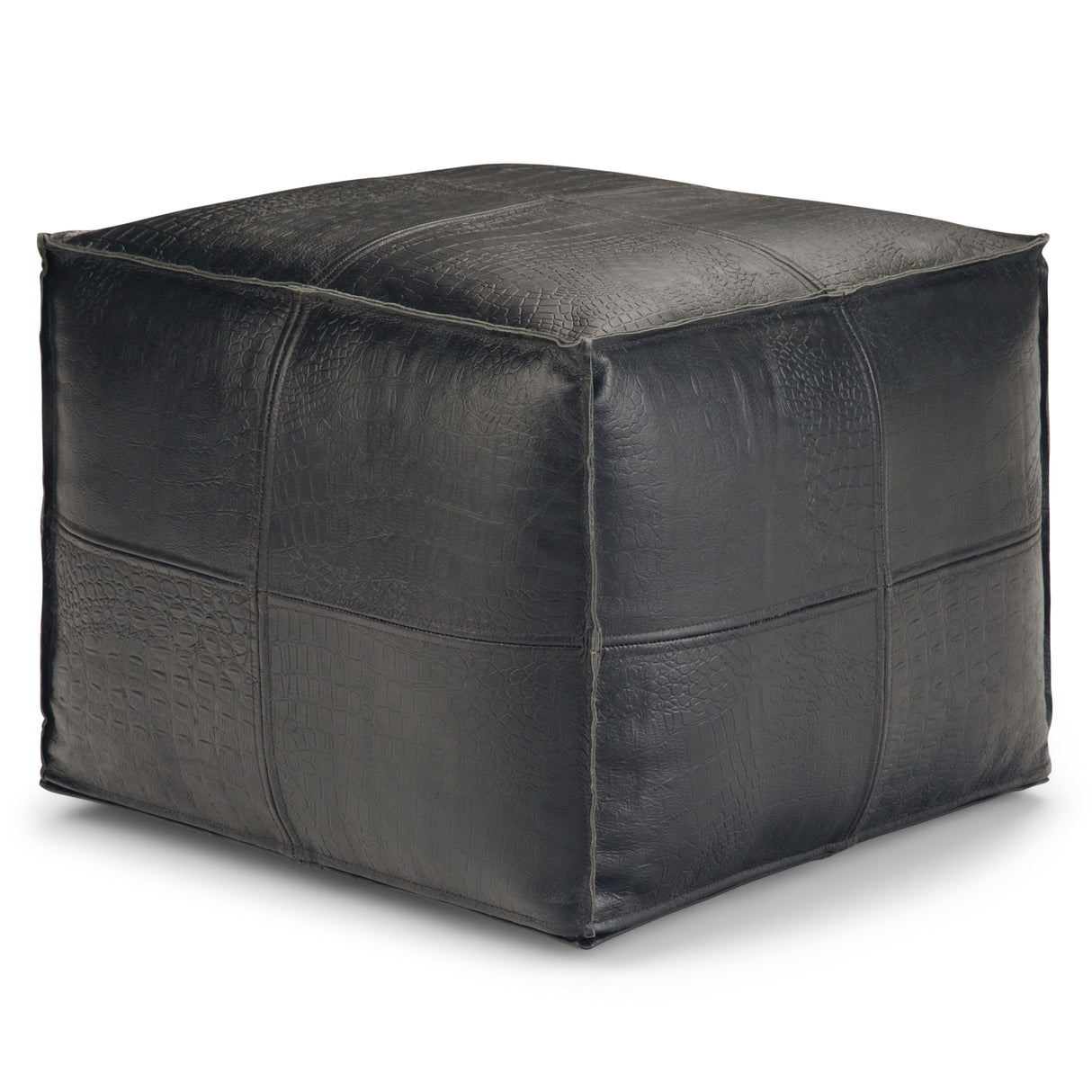 Bowen - Square Pouf - Black by Simpli-Home | Bel Furniture