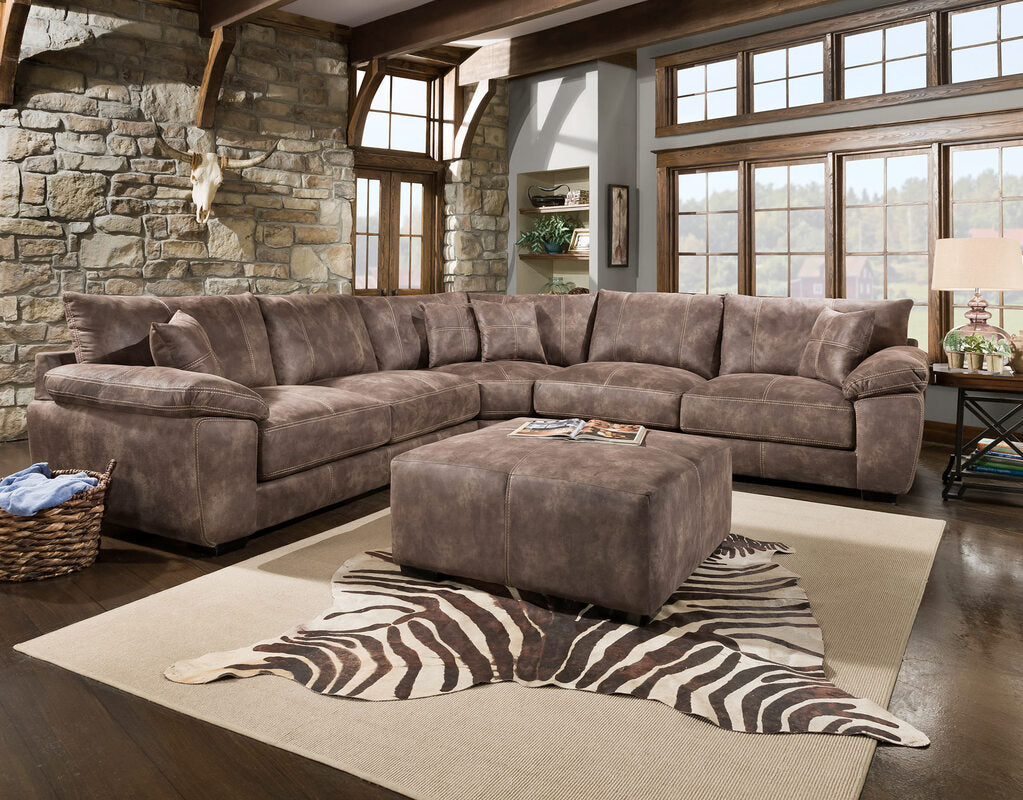 840 Teagan Rustic Brown 3-Piece L-Shaped Sectional Sofa with Reversible Cushions