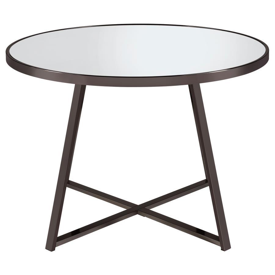 Jillian - Round Mirror Top Dining Table - Black Nickel by Coaster Fine Furniture | Bel Furniture