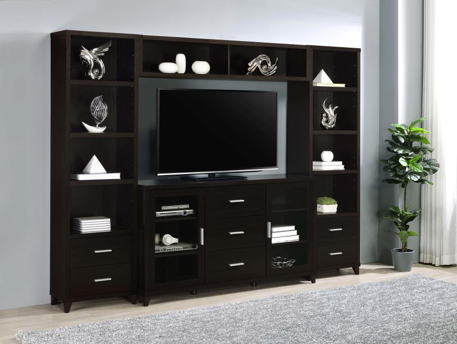 Lewes - 2 Door Engineered Wood TV Stand - Cappuccino by CoasterEssence | Bel Furniture