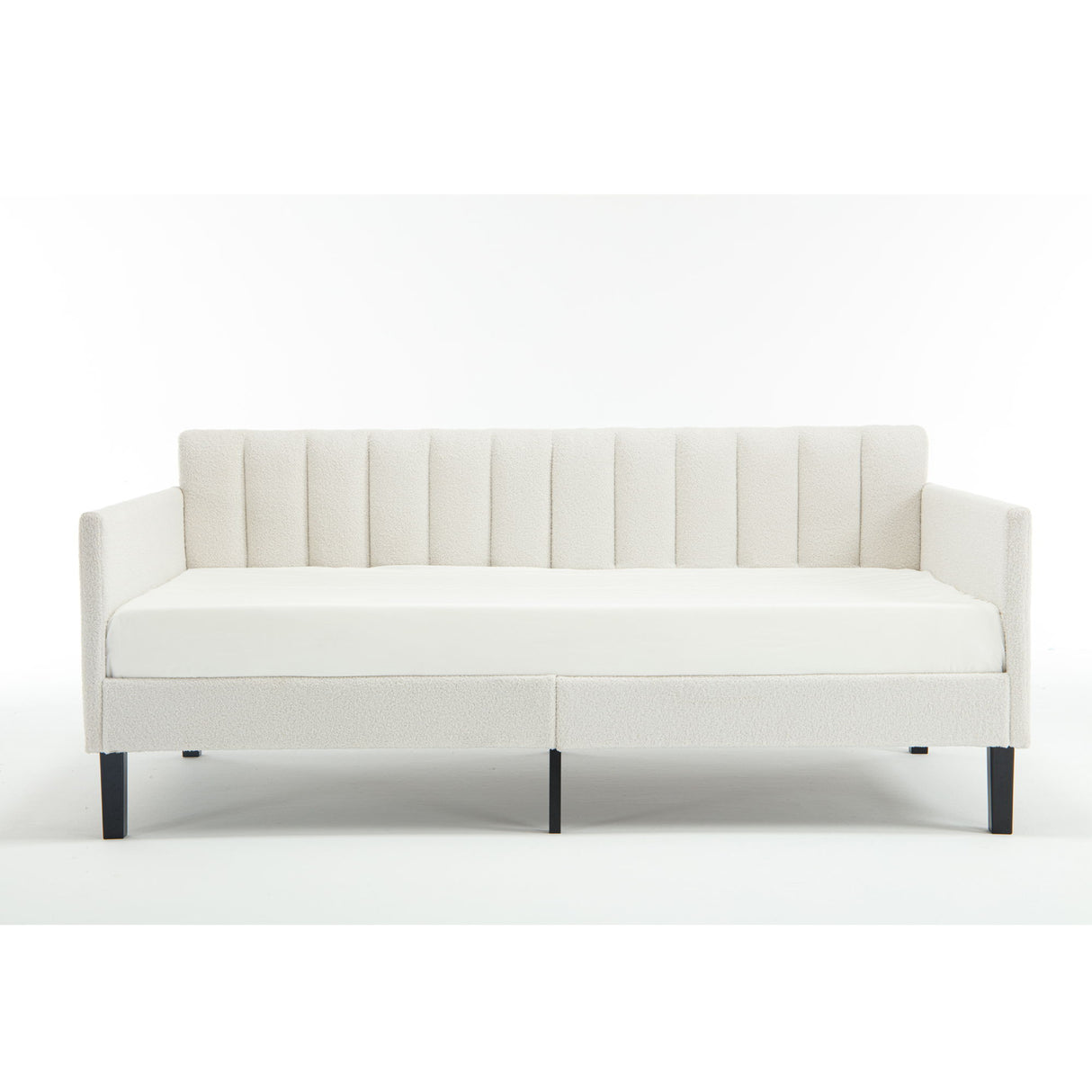 Elena - Boucle Upholstered Daybed, Ribbed Tufted Backrest