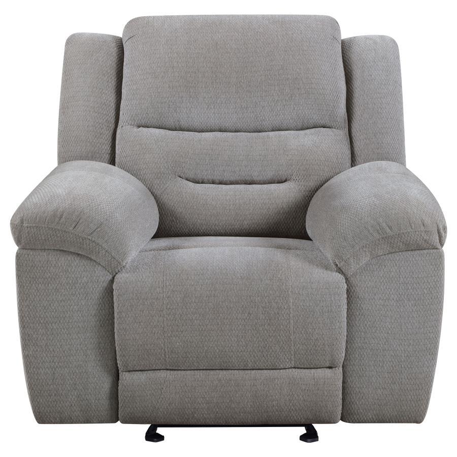 Gilson - Chenille Upholstered Reclining Glider Recliner - Gray by Coaster Fine Furniture | Bel Furniture