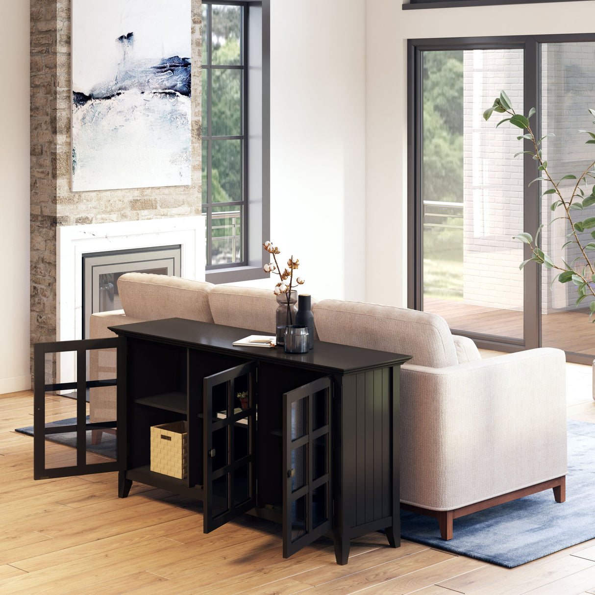 Acadian - Wide Storage Cabinet Handcrafted by Simpli-Home | Bel Furniture