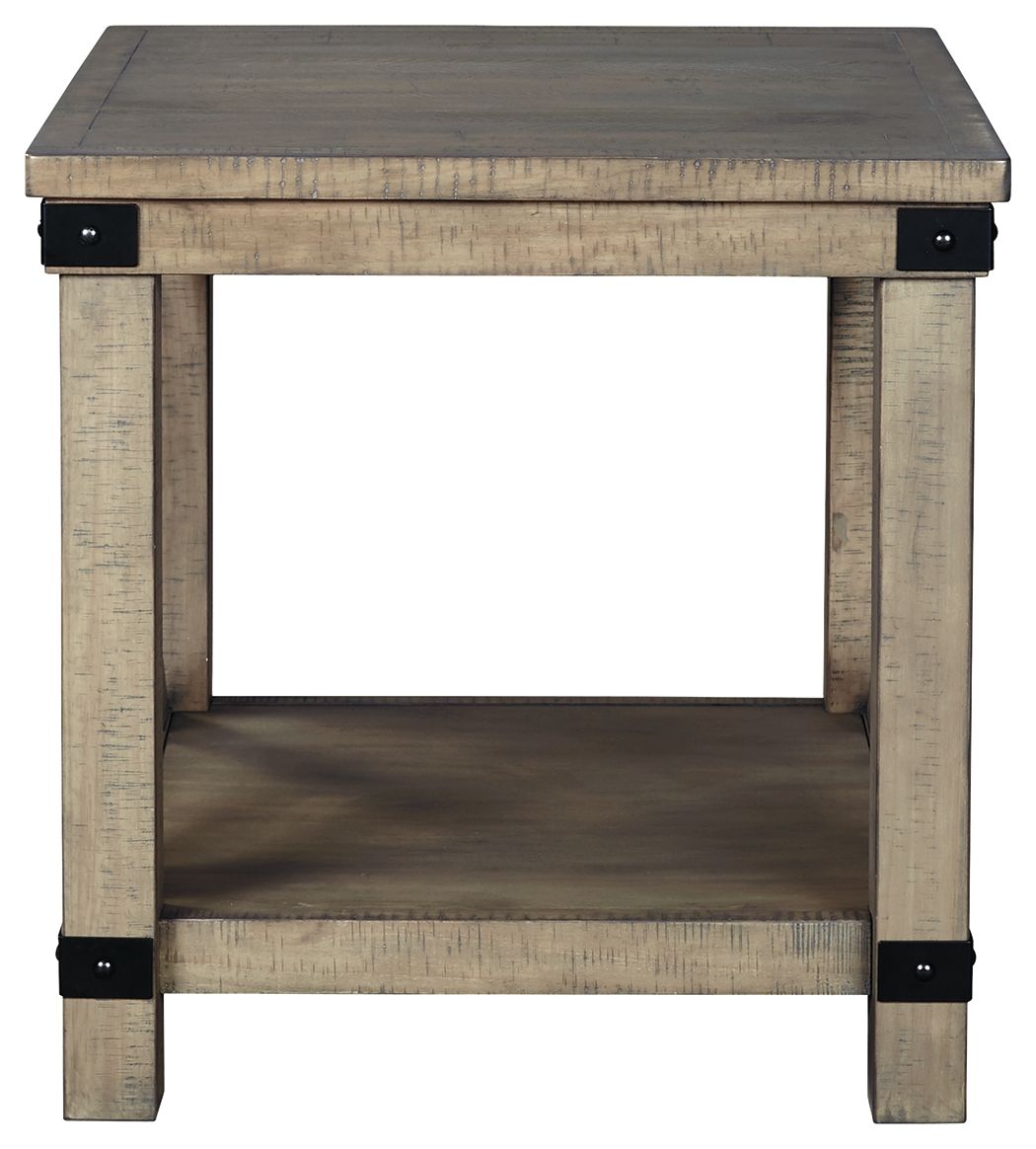 Aldwin - Gray - Rectangular End Table - Crossbuck Styling by Signature Design by Ashley® | Bel Furniture