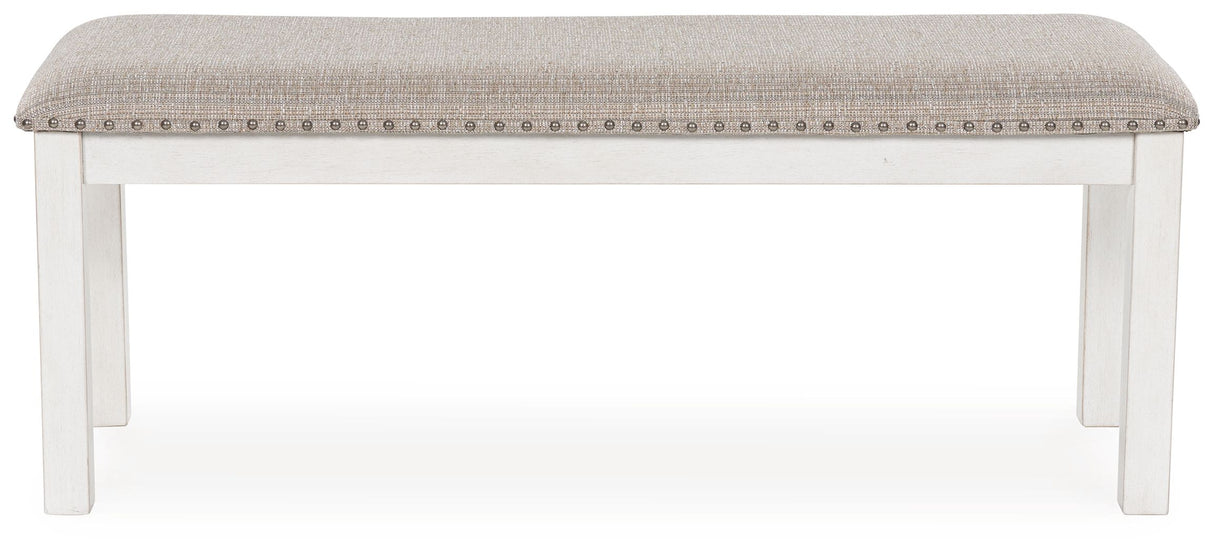 Robbinsdale - Antique White - Large Upholstered Dining Room Bench by Signature Design by Ashley® | Bel Furniture