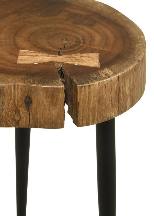 Keith - Round Solid Tree Trunk Side Table - Natural And Black by Coaster Fine Furniture | Bel Furniture
