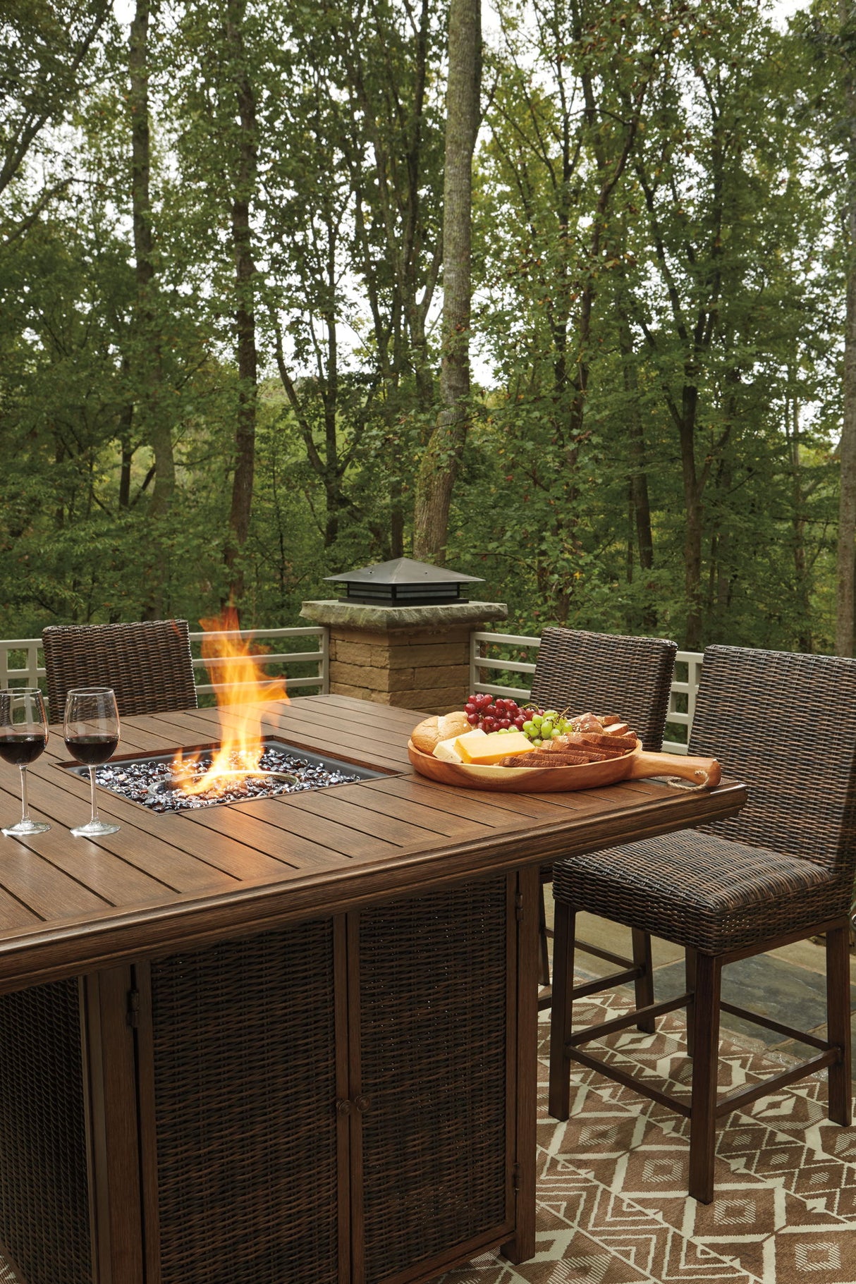 Paradise Trail - Outdoor Fire Pit Table Set by Signature Design by Ashley® | Bel Furniture