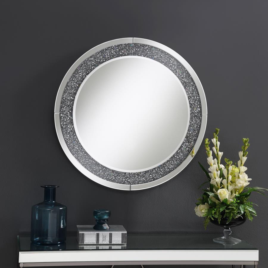 Lixue - Round Wall Mirror LED Lighting - Silver by CoasterEssence | Bel Furniture
