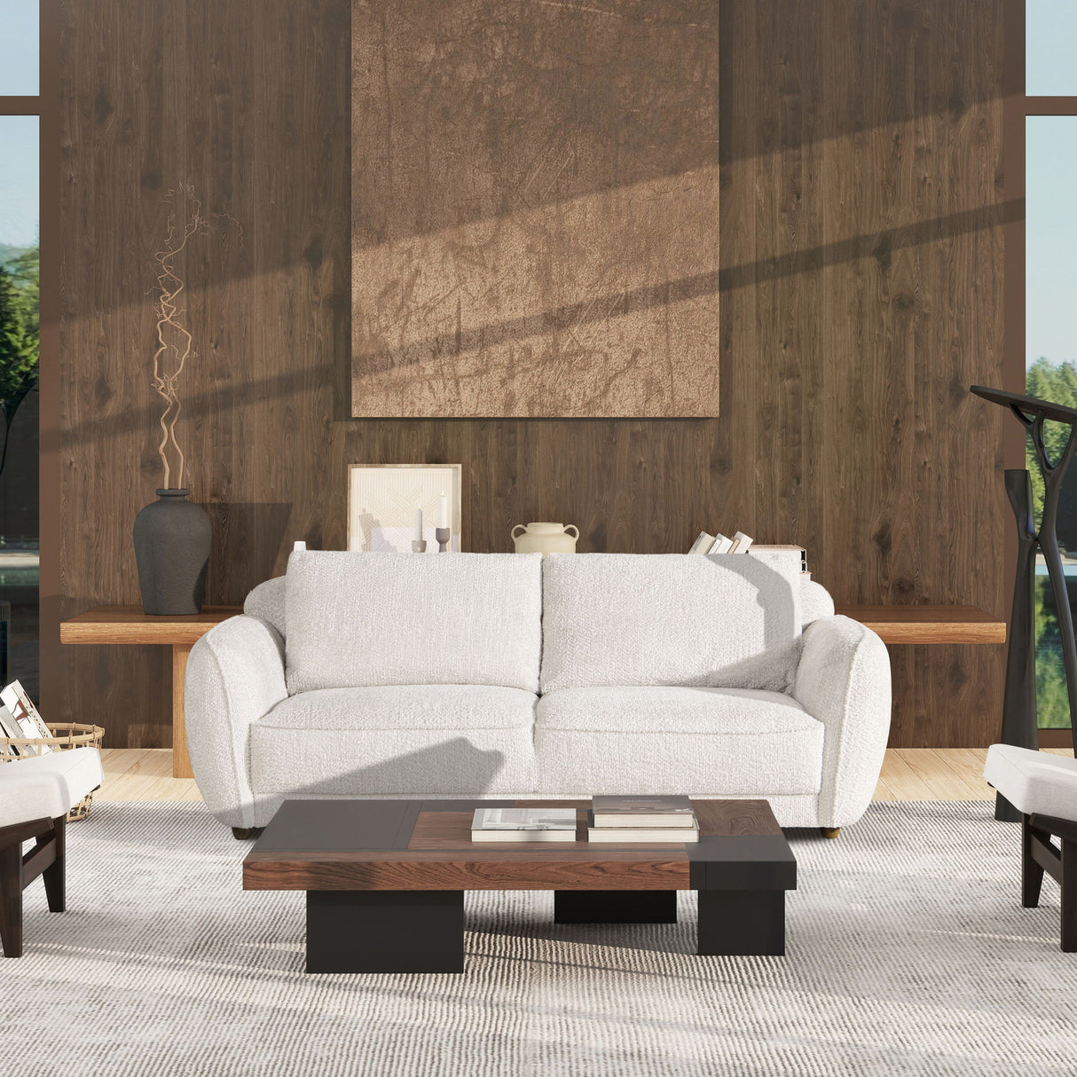 Sharon - Puffy Arm Sofa - Alpaca Off-White by Jennifer Taylor Home | Bel Furniture