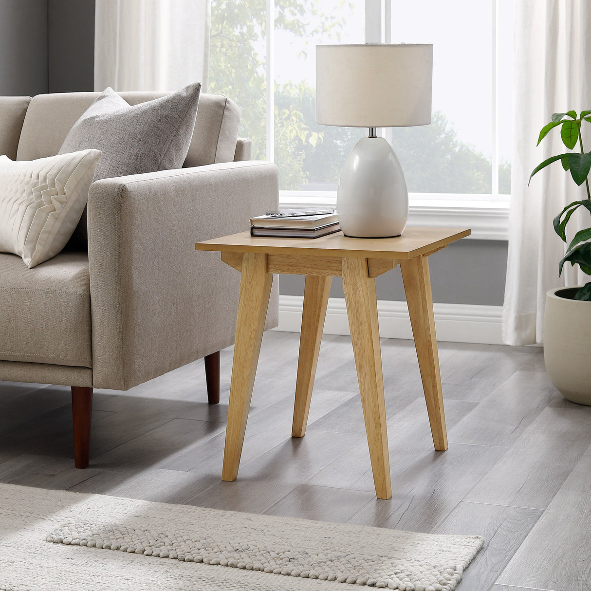 Japandi - Minimal Solid Wood Side Table by Walker Edison | Bel Furniture